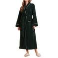 thumbnail image 1 of Women Robe Fleece Flannel Soft, Fuzzy Cozy Warm Winter Bathrobe, Shower House Long Robe for Women Sleepwear Gowns with Pockets S-160 Green XL, 1 of 3