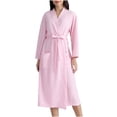 thumbnail image 1 of Women Robe Mid Length Knit Bathrobe Lightweight Soft Kimono Robes Casual Loungewear Sleepwear with Belt, 1 of 5