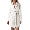 thumbnail image 1 of Women Robes Lightweight Soft Hooded Bathrobe Short Flannel Sleepwear Comfortable Cozy Robe for Women, 1 of 5