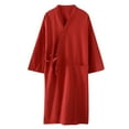 thumbnail image 1 of Women Robes Long Knit Bathrobe Soft Sleepwear Comfortable Ladies Stretch Loungewear Red XXL, 1 of 3