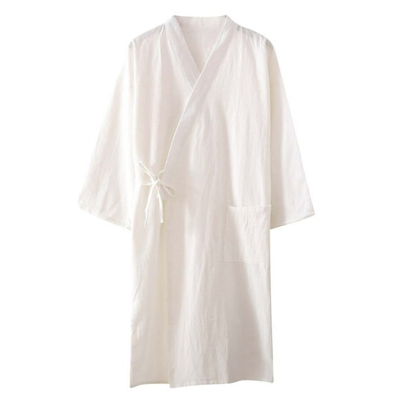 Women Robes Long Knit Bathrobe Soft Sleepwear Comfortable Ladies Stretch Loungewear White XL