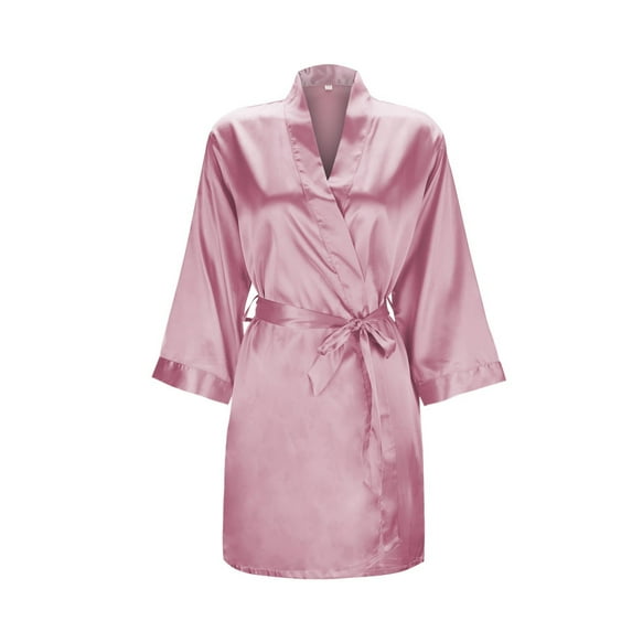 Women Robes Solid Color Bathrobes Wedding Bridesmaid Dress Satin Kimono Pajamas Nightgowns With Belt