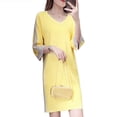 thumbnail image 1 of Dress For women ice silk knitted skirt 5-sleeve medium length loose 2020 spring women's new style, 1 of 2