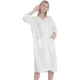 thumbnail image 1 of Women Robes Zipper Front Short Sleeve Full Length Housecoat with Pockets Loungewear, 1 of 5