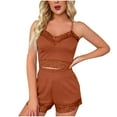 thumbnail image 1 of Women Robes Zipper Front Women's 2 Piece Pajama Set Ribbed Floral Lace Cami Tops and High Waisted Shorts Cute Sleepwear Soft Loungewear Sets S-58 Red-a S, 1 of 4