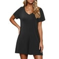 thumbnail image 1 of Women Rompers under $5! Xqxayjr Rompers for Women Solid Color Casual Short Sleeve V Neck Short Jumpsuits One Piece Jumps with Pockets, 1 of 9