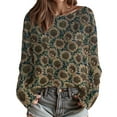 thumbnail image 1 of Women Rose Brushed Knit Sweaters Floral Fashion Plus Size Sweater, 1 of 4