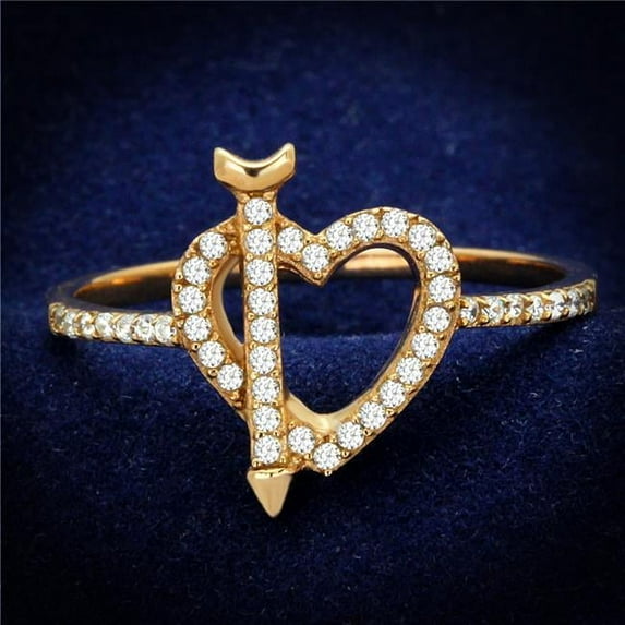 Women Rose Gold 925 Sterling Silver Ring with AAA Grade CZ in Clear - Size 7