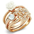 thumbnail image 1 of Women Rose Gold Brass Ring with Synthetic in White - Size 9, 1 of 1