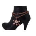 thumbnail image 1 of Women Rose Gold Metal Boot Chain Bracelet Shoe Skeleton Skull Charm, 1 of 12
