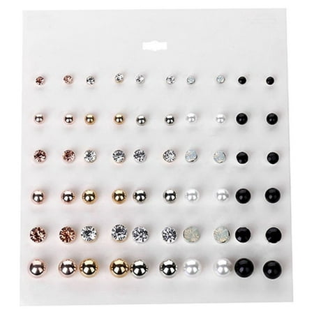 Women Round Ball Metal Pearl Earrings For Women Girl Gifts Stud Earring Sets Mix Jewelry(12/20/30 Pairs)