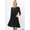 thumbnail image 1 of Women Round Neck 3/4 Sleeve Classic A-Line Dress w/ Side Pockets, 1 of 3