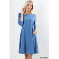 thumbnail image 1 of Women Round Neck 3/4 Sleeve Classic A-Line Dress w/ Side Pockets, 1 of 3