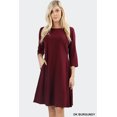 thumbnail image 1 of Women Round Neck 3/4 Sleeve Classic A-Line Dress w/ Side Pockets, 1 of 3