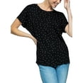 thumbnail image 1 of Women Round Neck Light-Weight Dolman Shirt Top Blouse With Shooter Dot, 1 of 5