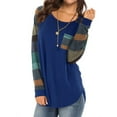 thumbnail image 1 of Women Round Neck Long Sleeves Color Block Tunic Shirt, 1 of 8