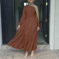 thumbnail image 1 of Women Round Neck Loose Casual Dubai Solid Color Waist Large Swing Dress Women Dresses Fancy Hijab Scarfs for Women Covers Face Scarf Hijab Scarfs for Women Packs Hijab Dress Women Burkas for Women, 1 of 4