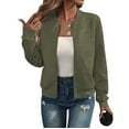 thumbnail image 1 of Women Round Neck Regular Sleeve Geometric Jacquard Bomber Jacket - Loose Fit, Army Green, S-5XL, Spring and Autumn, 1 of 7