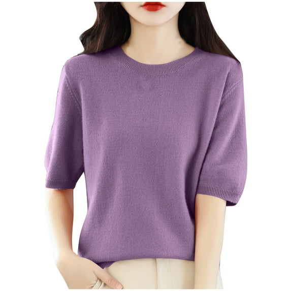 Women Round Neck Short Sleeve Solid Color Capless Fashion Fallow Commuting Jacket