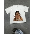 thumbnail image 1 of Women Round Neck Short Sleeve White T-Shirt, Portrait Graphic Printed Top, Suitable For Spring, Summer And Autumn, 1 of 5