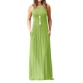 thumbnail image 1 of ZXSXSY Women Round Neck Sleeveless Pure Color Long Dress with Pocket, 1 of 8