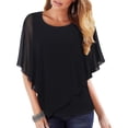 thumbnail image 1 of Women Round Neck Solid Vest with Loose Chiffon Bat Shortsleeve Flowing Shawl Double Layer Tunic Top Blouse Athletic Womens Tops Women Top Active Tops Any Day Long Top for Women Nylon Tops, 1 of 6