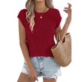 thumbnail image 1 of Women Round Neck Sweater Vest Sleeveless Summer Casual Shirts Knit Tank Top Wine Red XL, 1 of 9