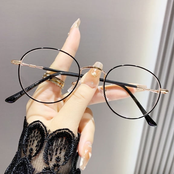 Women Round Reading Glasses 2.50 Metal Blue Light Blocking Readers Black Presbyopic Glasses +2.50 Strength