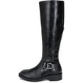 thumbnail image 1 of Women Round Toe Riding Boot Buckle Low Heel Knee-High Riding Boot with Side Zipper Nectar Soda, 1 of 4