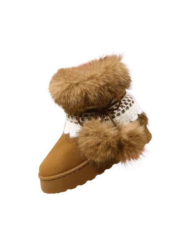 Women Round Toe Sponge Sole Ball Boots, Warm Winter Casual Footwear Us Size 9.5