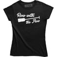 thumbnail image 1 of Women Row With The Flow Canoe Boat Charcoal Camp Boating Sports Team T-Shirt, 1 of 4
