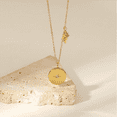 thumbnail image 1 of Women Roxanne Necklace 18k - Gold Plated Minimalist Trendy Starburst Coin with Cz Disc Pendant Necklace for Woman, 1 of 4