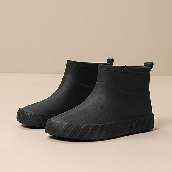 Women Rubber Boots Lightweight Ankle Rain Shoes Waterproof Anti-Slipping Garden Galoshes Slip-On PVC Rain Boots Outdoor Water Shoes Footwear