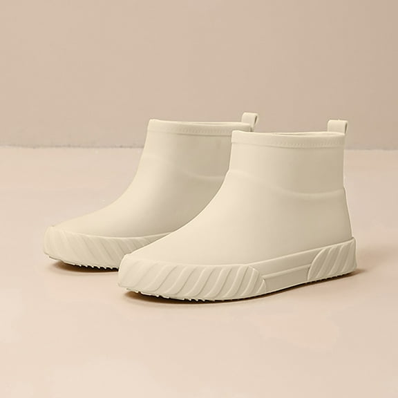 Women Rubber Boots Lightweight Ankle Rain Shoes Waterproof Anti-Slipping Garden Galoshes Slip-On PVC Rain Boots Outdoor Water Shoes Footwear