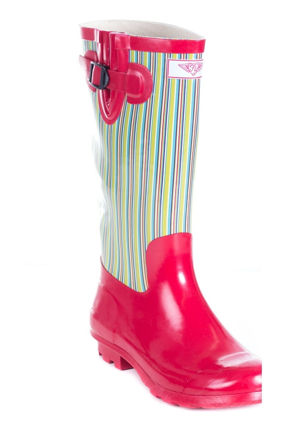 Women Rubber Rain Boots - Retro Red