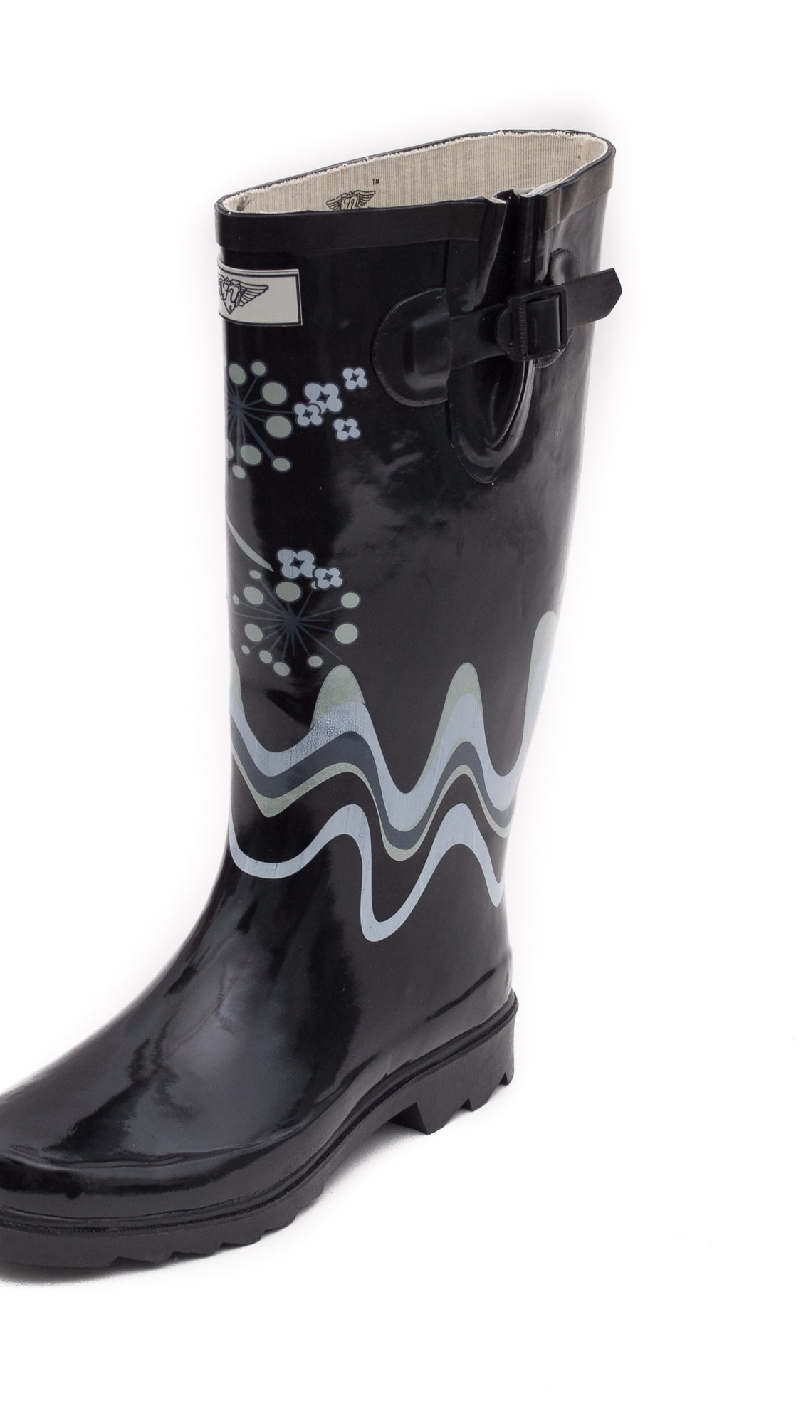 Women Rubber Rain Boots with Cotton Lining, Fireworks Design