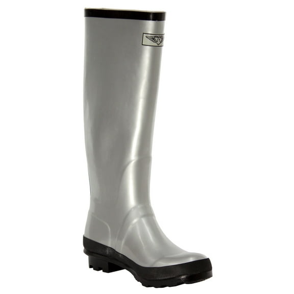 Women Rubber Rain Boots with Cotton Lining, Gunmetal