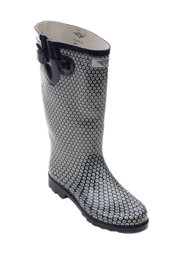 Women Rubber Rain Boots with Cotton Lining, Metal Groove