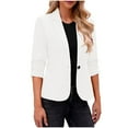 thumbnail image 1 of Women Ruched Sleeve Casual Jackets Lapel Neck Button Slim Work Office Solid Blazer Jacket with Pockets Trendy 2025, 1 of 7