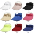 thumbnail image 1 of Women Ruched Stretch Fabric Sun Visor Hat, Wide Curved Brim Hollow Top UV Protection Cap, Elastic Headband Sport Visor for Running Gardening Beach Travel Daily Outdoor Wear, 1 of 4