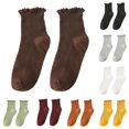 thumbnail image 1 of Women Ruffle Ankle Socks, Cute Frilly Lace‑Edge Ribbed Knit Short Ankle Socks Casual Daily Crew Socks, 1 of 3