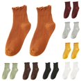 thumbnail image 1 of Women Ruffle Ankle Socks, Cute Frilly Lace‑Edge Ribbed Knit Short Ankle Socks Casual Daily Crew Socks, 1 of 3