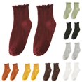 thumbnail image 1 of Women Ruffle Ankle Socks, Cute Frilly Lace‑Edge Ribbed Knit Short Ankle Socks Casual Daily Crew Socks, 1 of 3