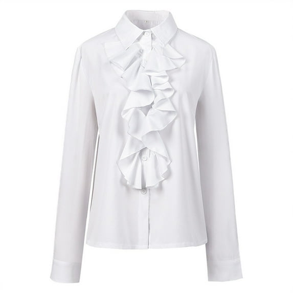 Women Ruffle Blouse Vintage Steampunk Shirt Long Sleeve Gothic Victorian Tops