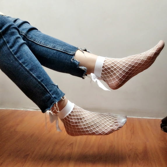 Women Ruffle Fishnet Ankle High Socks Mesh Lace Fish Net Short Socks Heel Tab Socks Womens Phrase Warm Stockings for Women Mens Socks 12 Running Women Socks Men No Show Socks Size 9-11 Female Socks