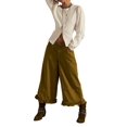 thumbnail image 1 of Women Ruffle Hem Wide Leg Jeans Mid Rise Cropped Denim Pants with Pockets Green S, 1 of 9