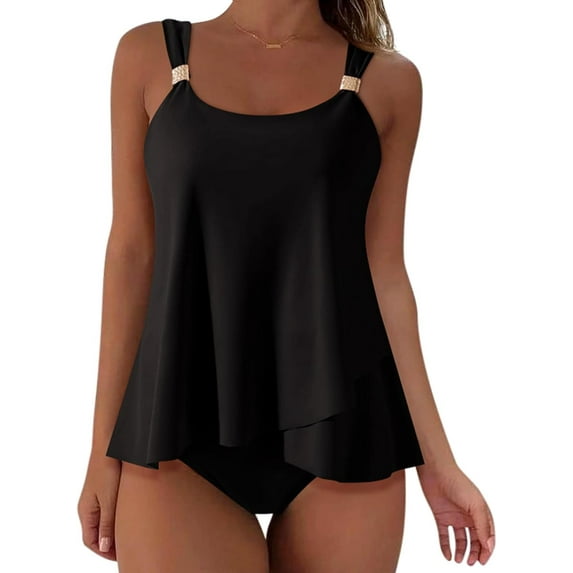 Women Ruffle High Waisted Tankini Swimsuit Tummy Control Bathing Suit