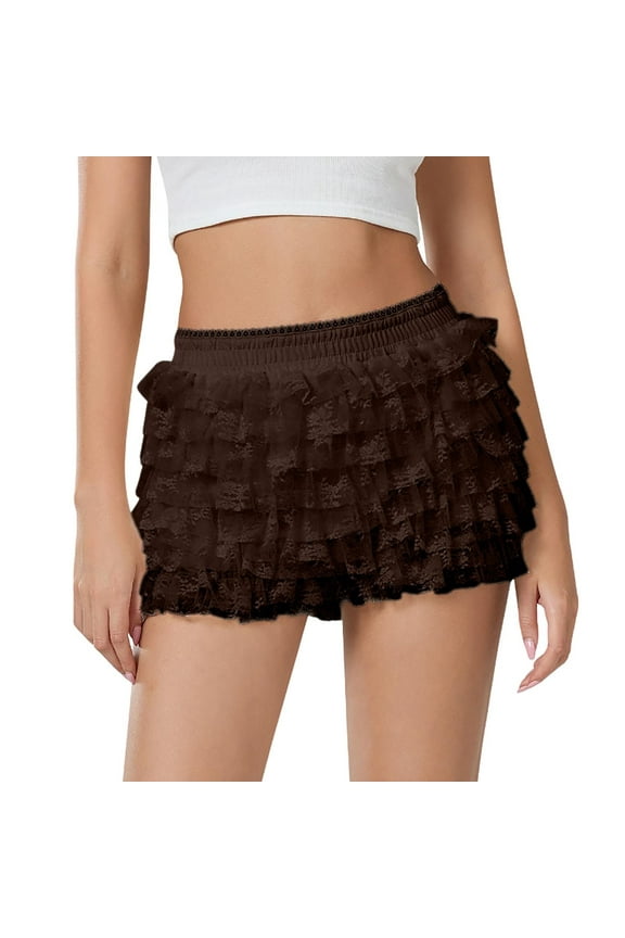 Women Ruffle Shorts Bloomers Cute Lace Pumpkin Pants Sexy Layered Bottoms Sweet Pettipants