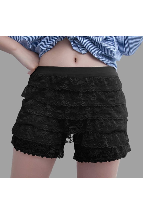 Women Ruffle Shorts Lace Multi-Layered Bloomers Leggings Loose Large Size Comfort Shorts