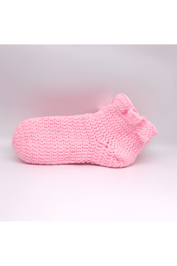 Women Ruffle Socks Casual Ankle Cute Turn-Cuff Socks Soft Knit Cotton Lettuce Frilly Socks for Women Girls Pink